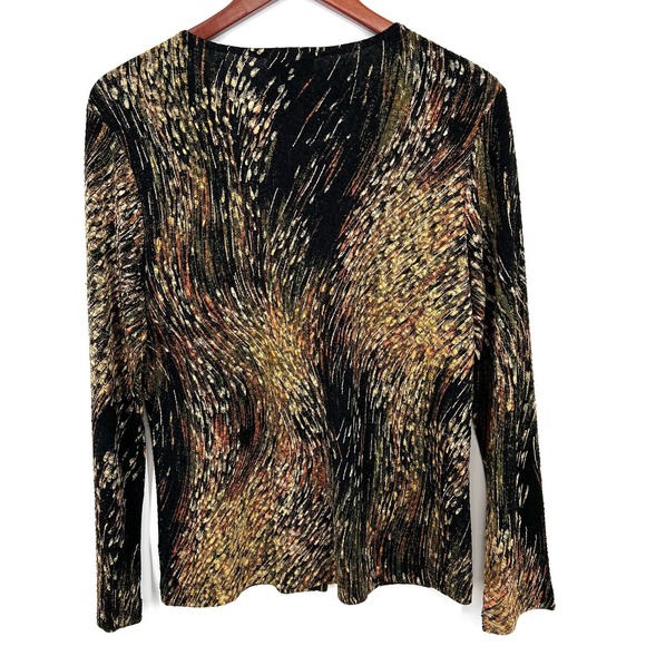 Coldwater Creek Womens Size Small Metallic Gold Long Sleeve Blouse Shirt Top - Picture 9 of 9